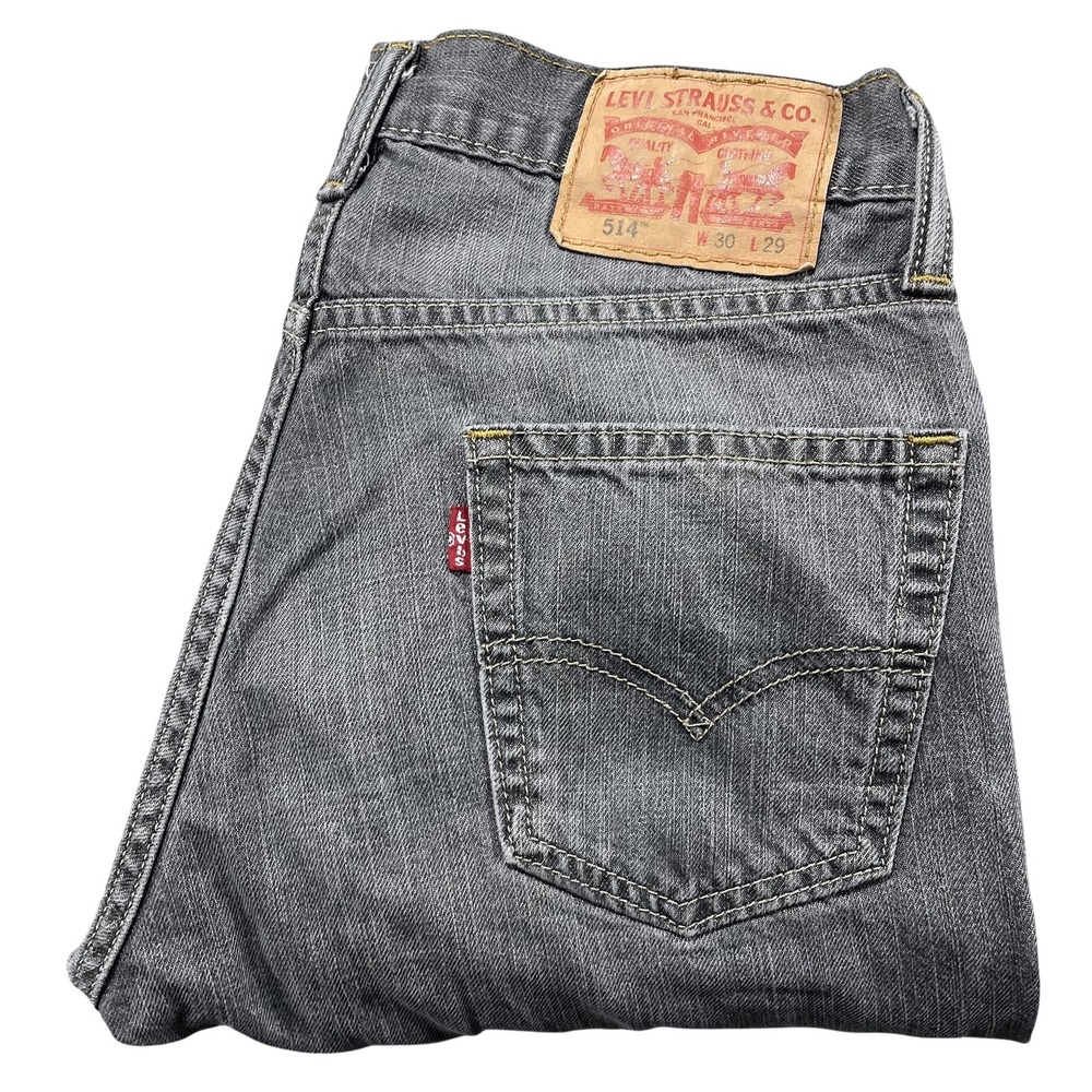 Levis 514 Jeans Mens 30x29 Gray Medium Wash Straight Leg Denim Pants Casual